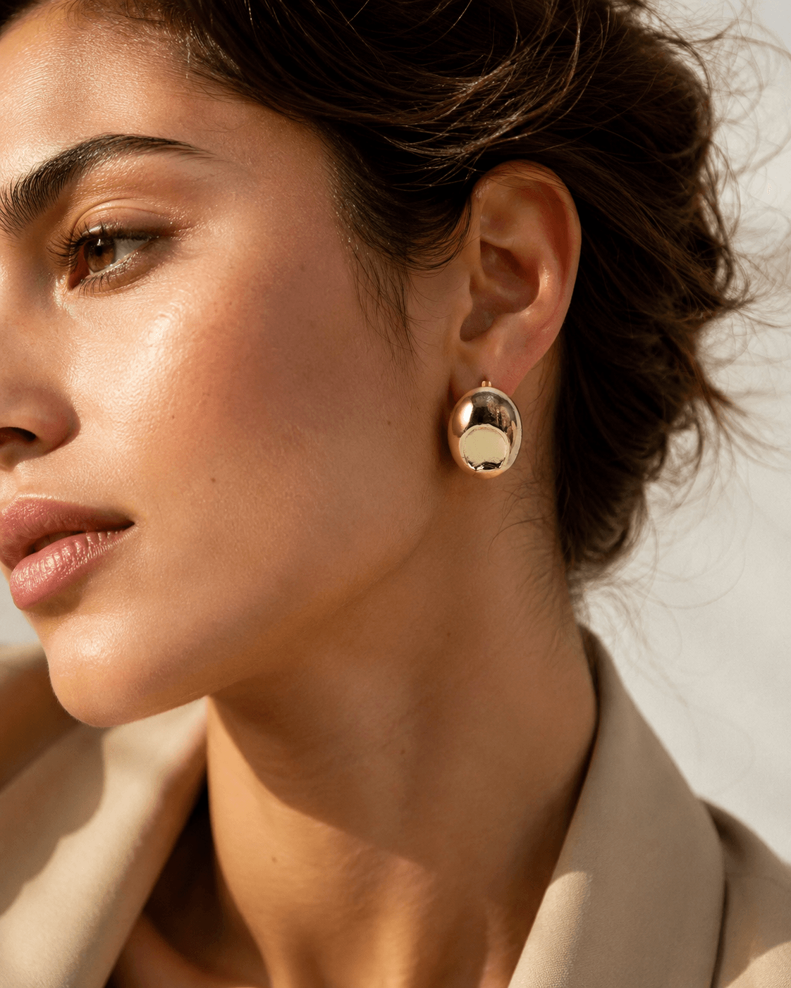 Chunky Oval Gold Stud Earrings