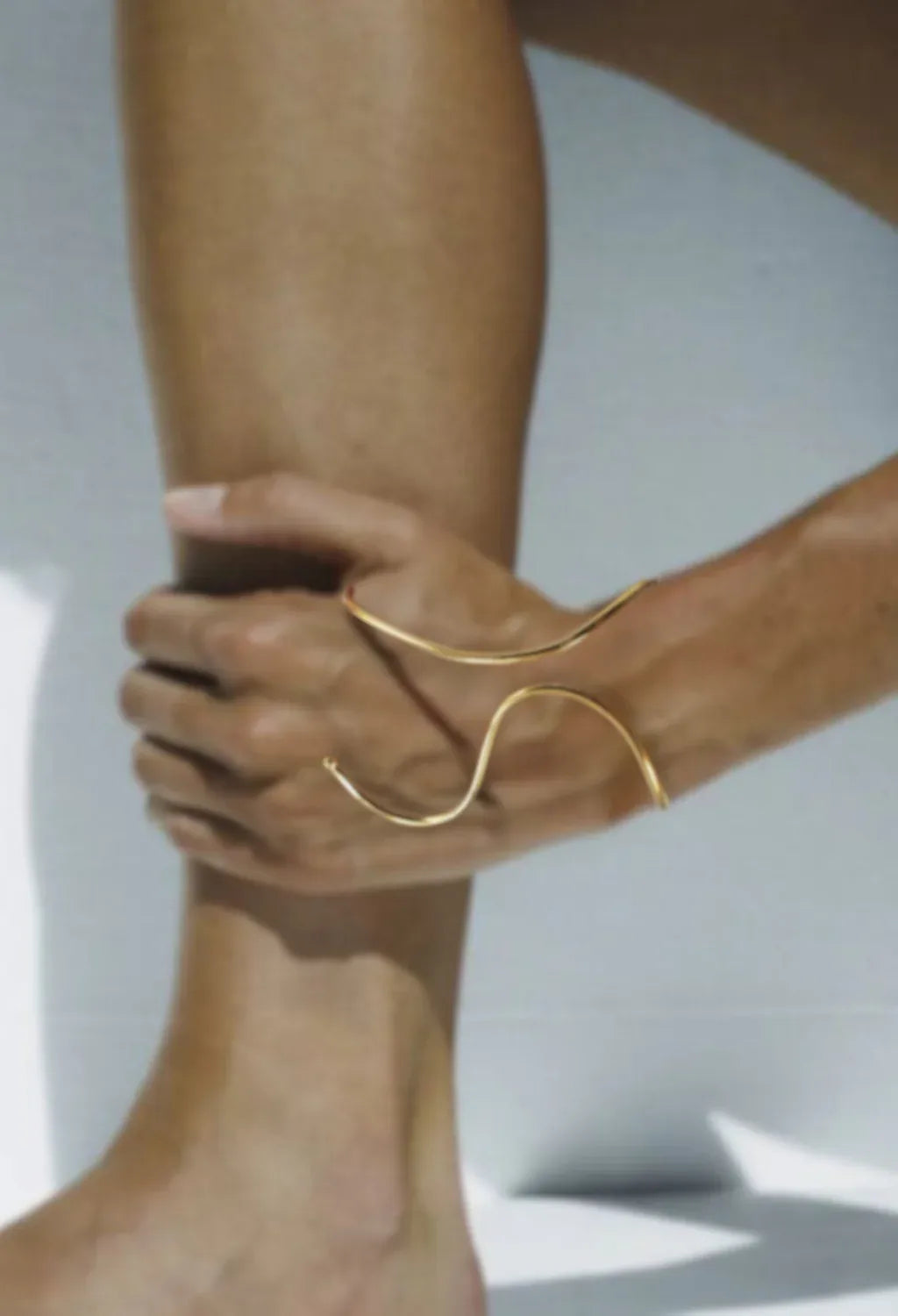Gold Plated Brass Sculptural Hand Bracelet for Women, Left Hand Palm Cuff, Modern Statement Hand Jewelry