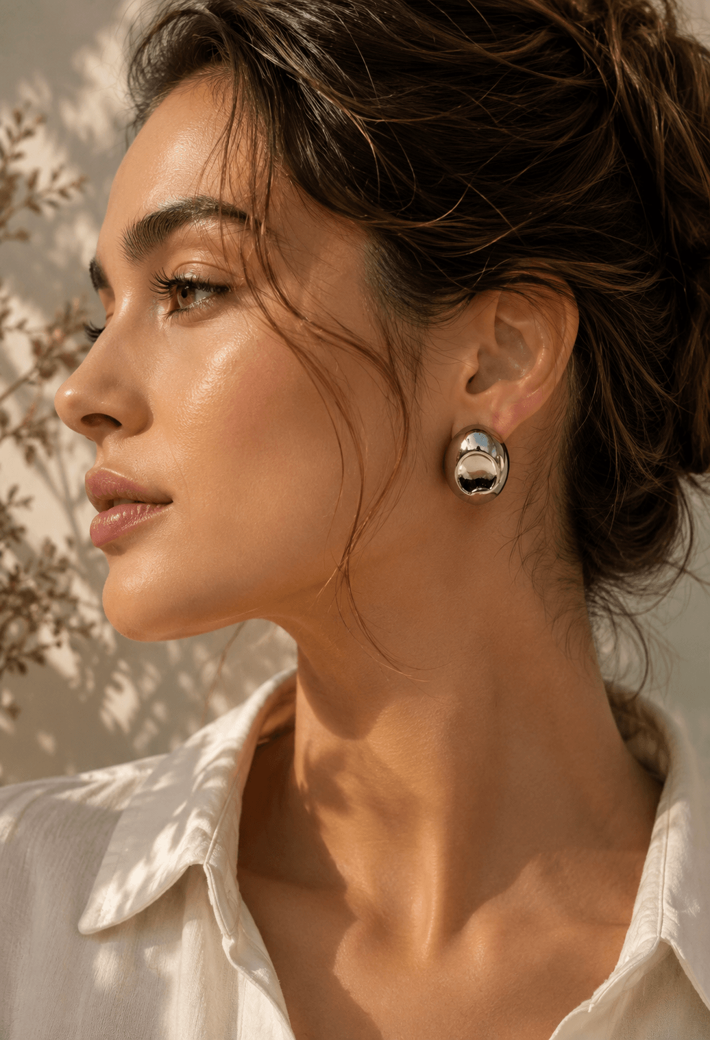 Chunky Oval Gold Stud Earrings