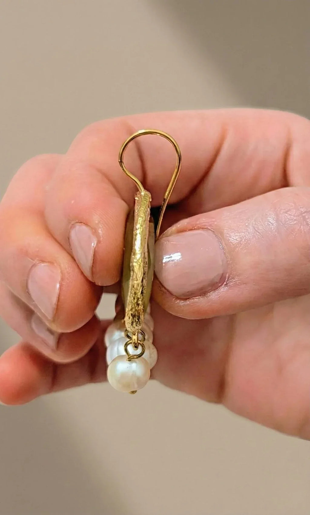 Pearl & Green Gemstone Drop Earrings