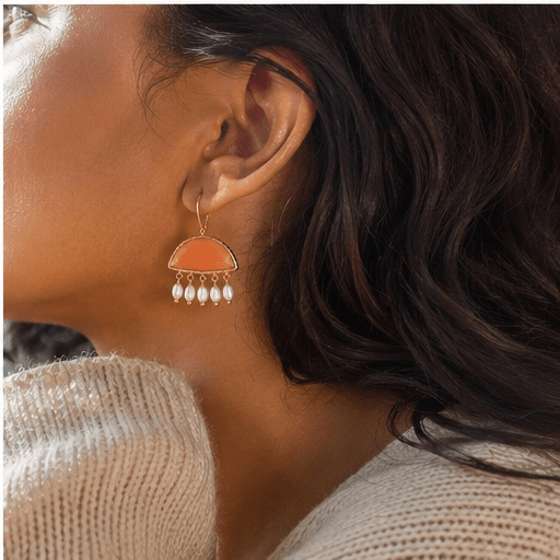 Pearl & Green Gemstone Drop Earrings