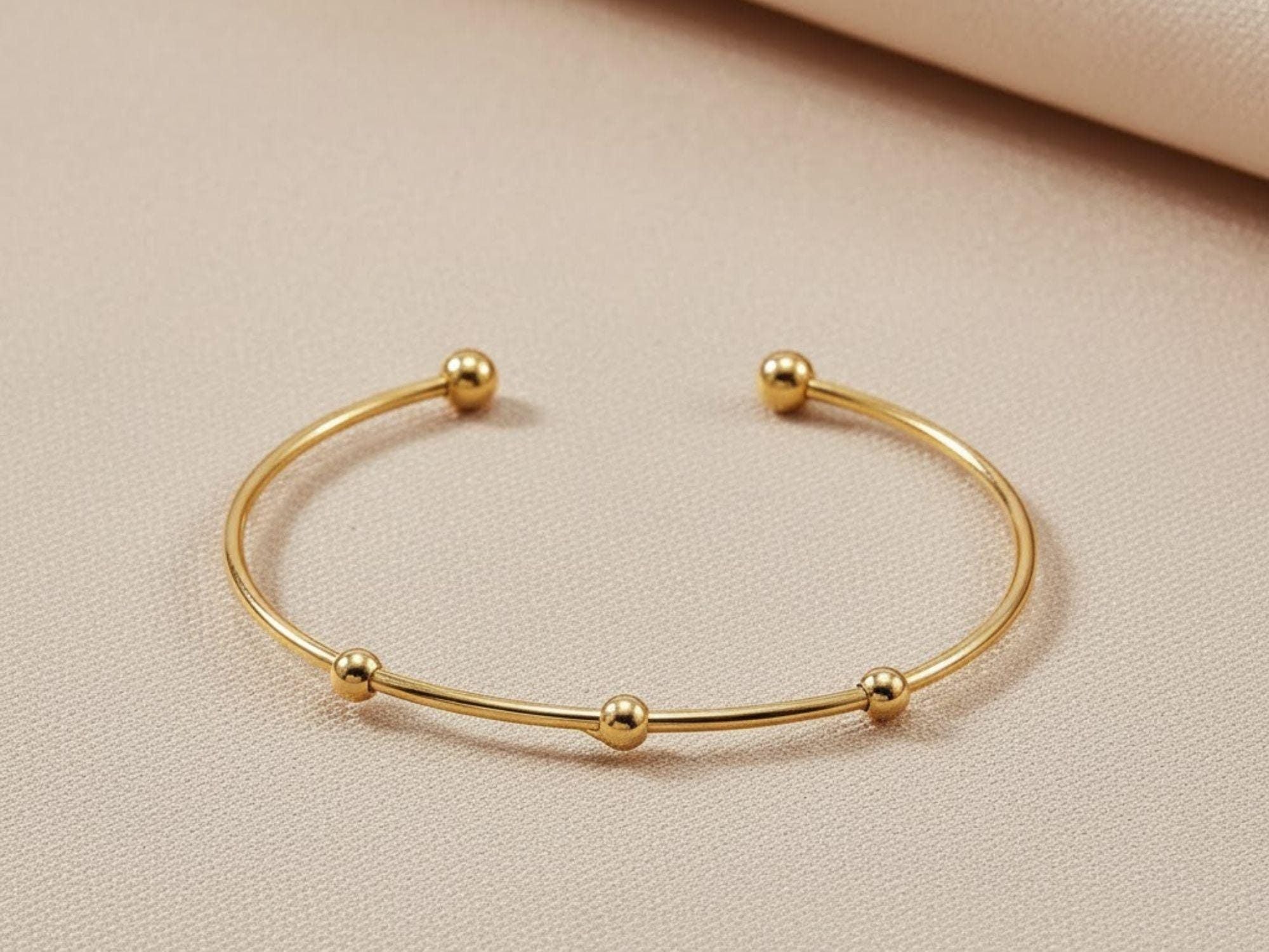 Gold Plated Copper Beaded Bangle