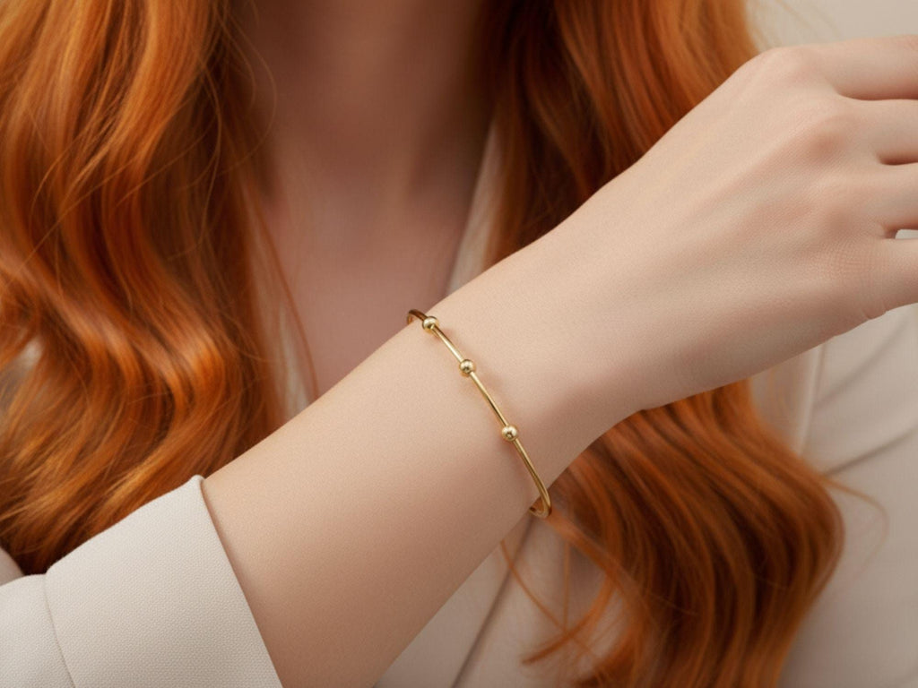Gold Plated Copper Beaded Bangle