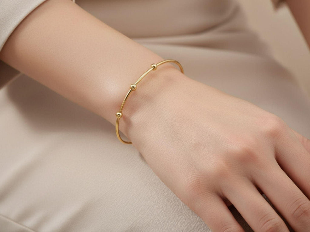 Gold Plated Copper Beaded Bangle