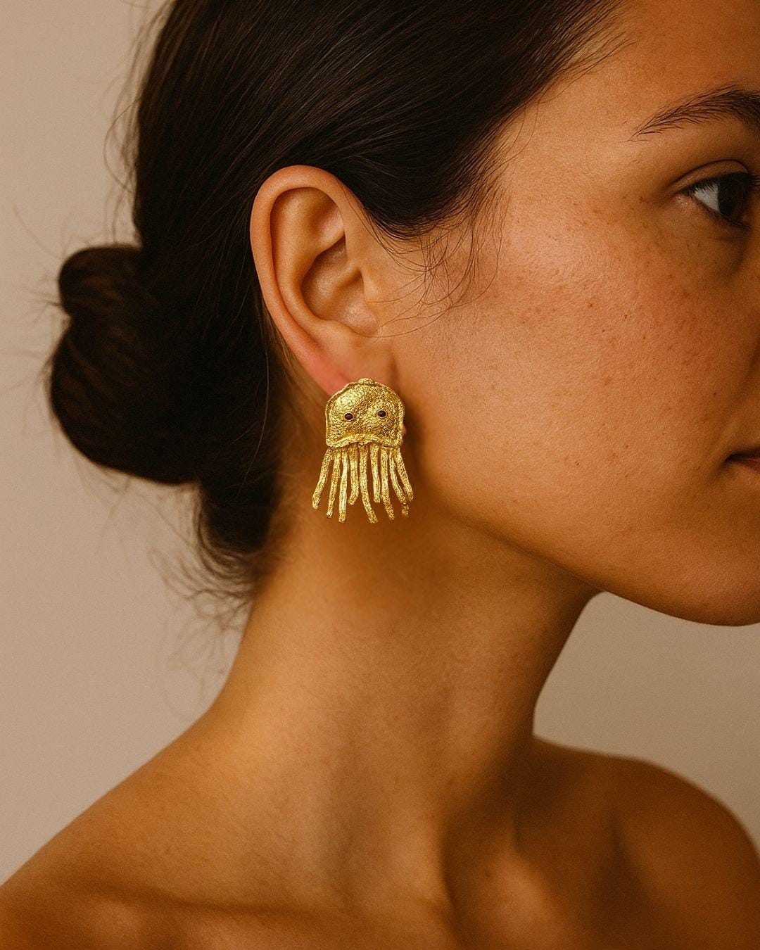 Gold Jellyfish Drop Earrings