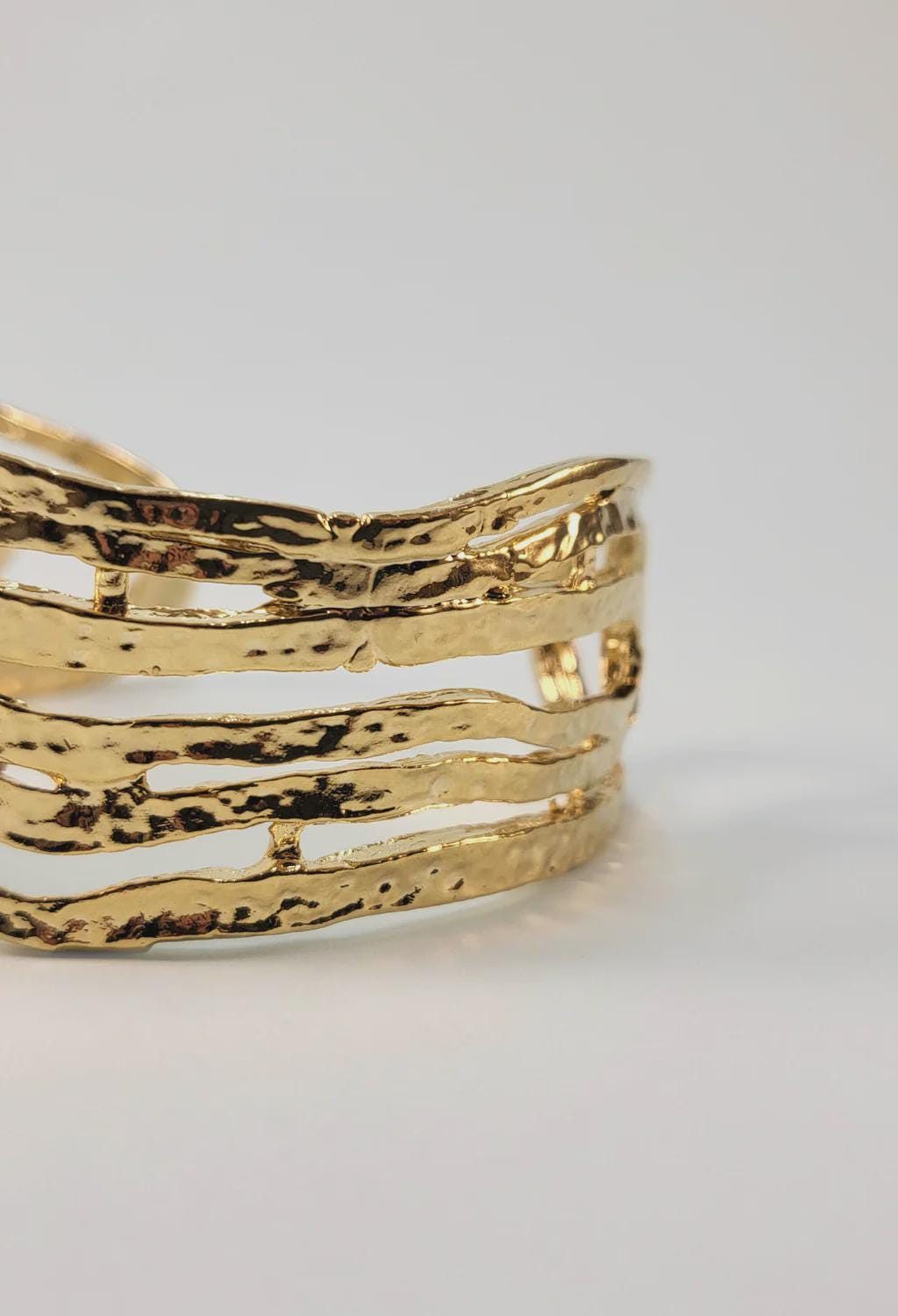 Textured Gold Plated Cuff Bracelet