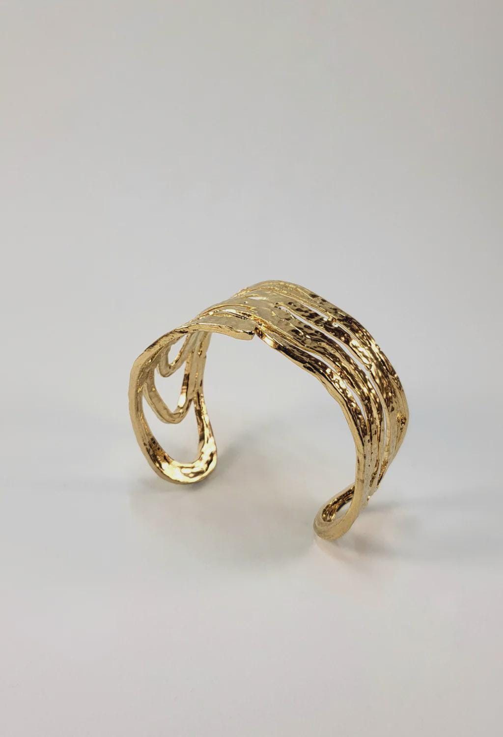 Textured Gold Plated Cuff Bracelet
