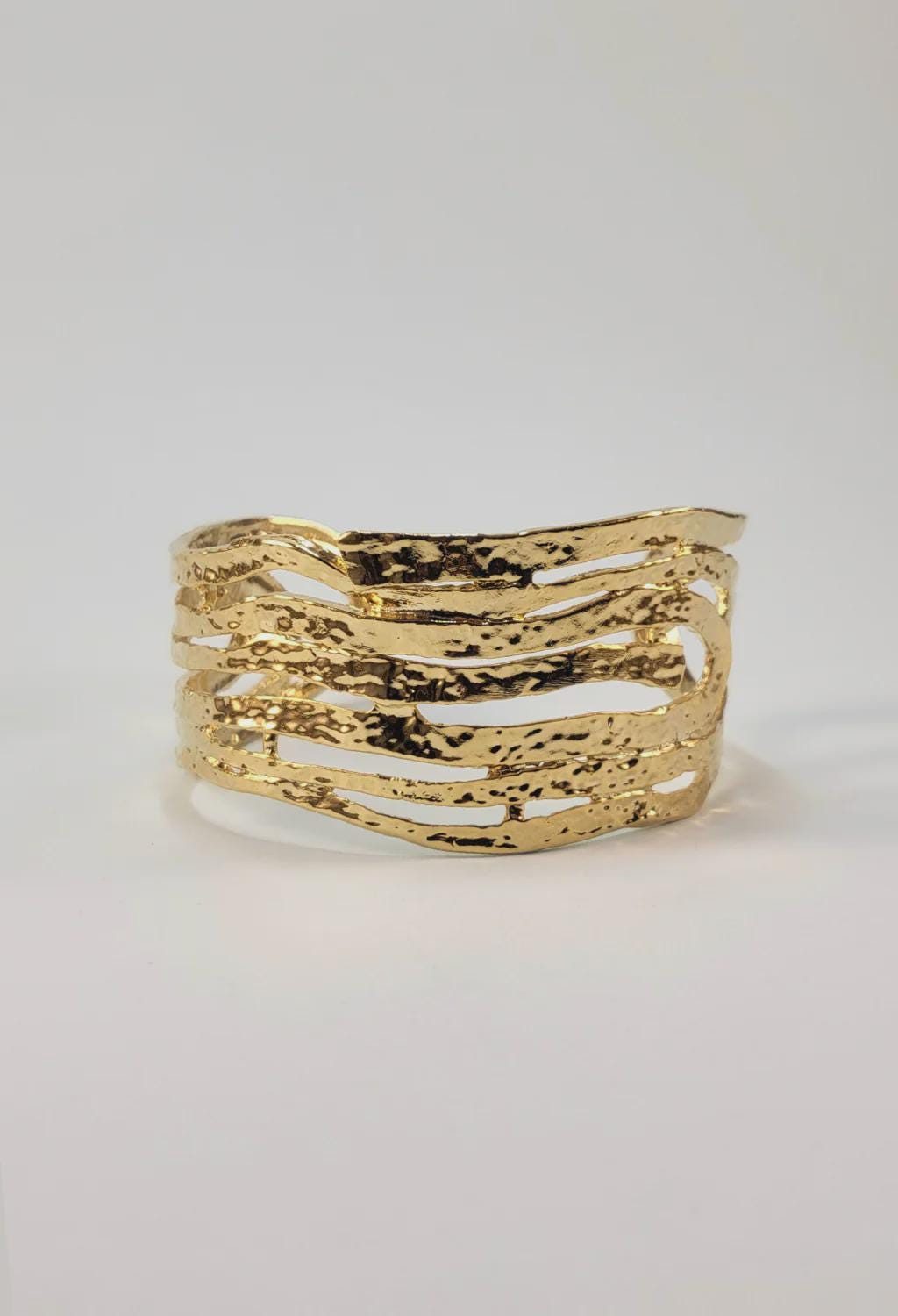 Textured Gold Plated Cuff Bracelet