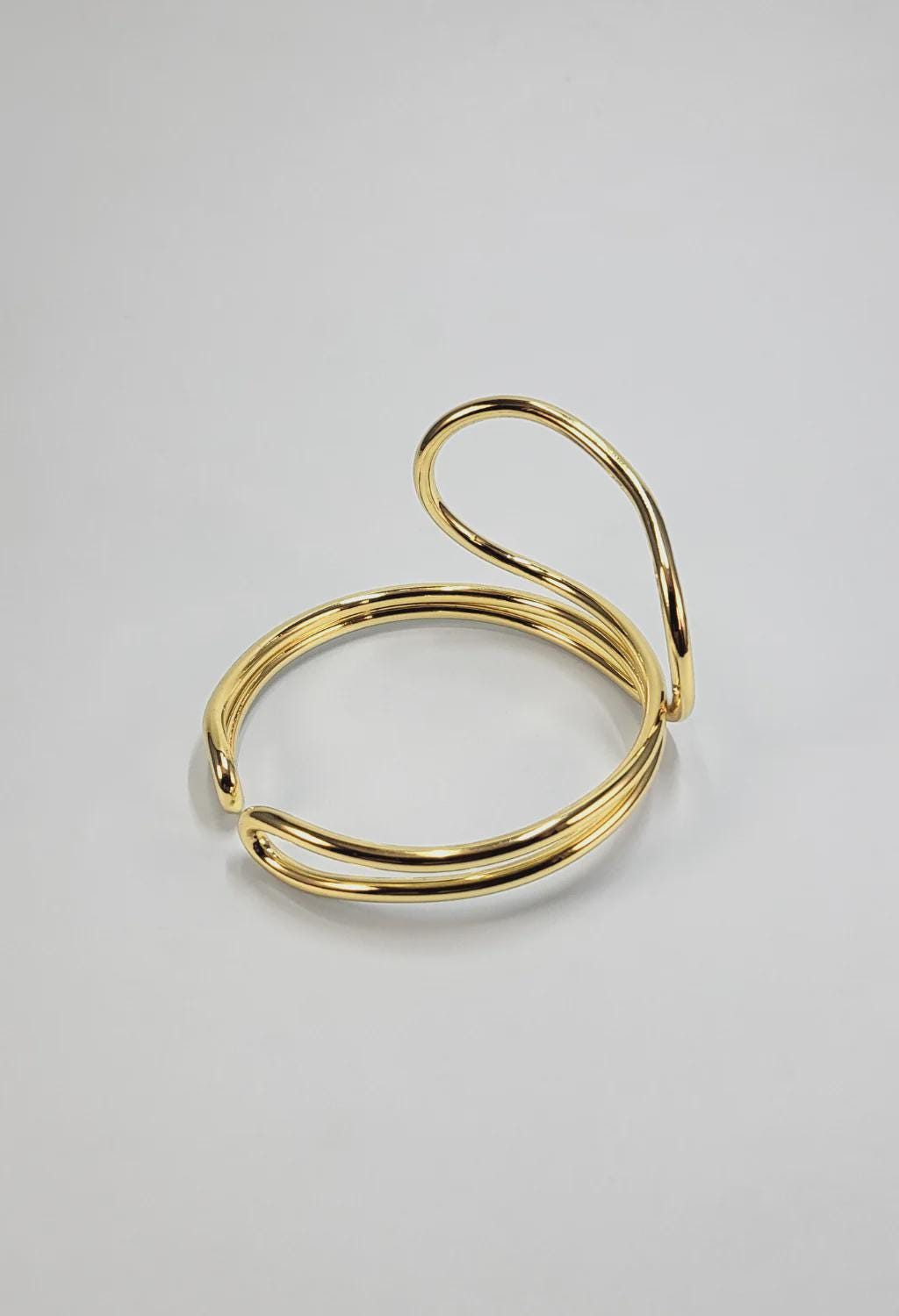 Spiral Flow Gold Cuff Bracelet