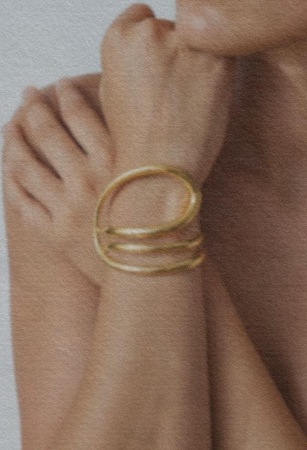 Spiral Flow Gold Cuff Bracelet