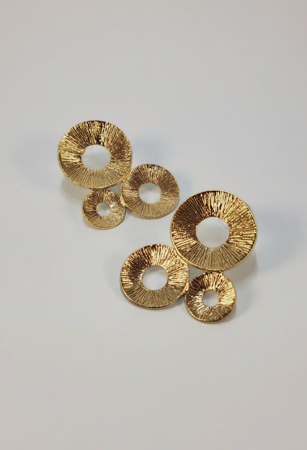 Abstract Multi-Circle Gold Earrings