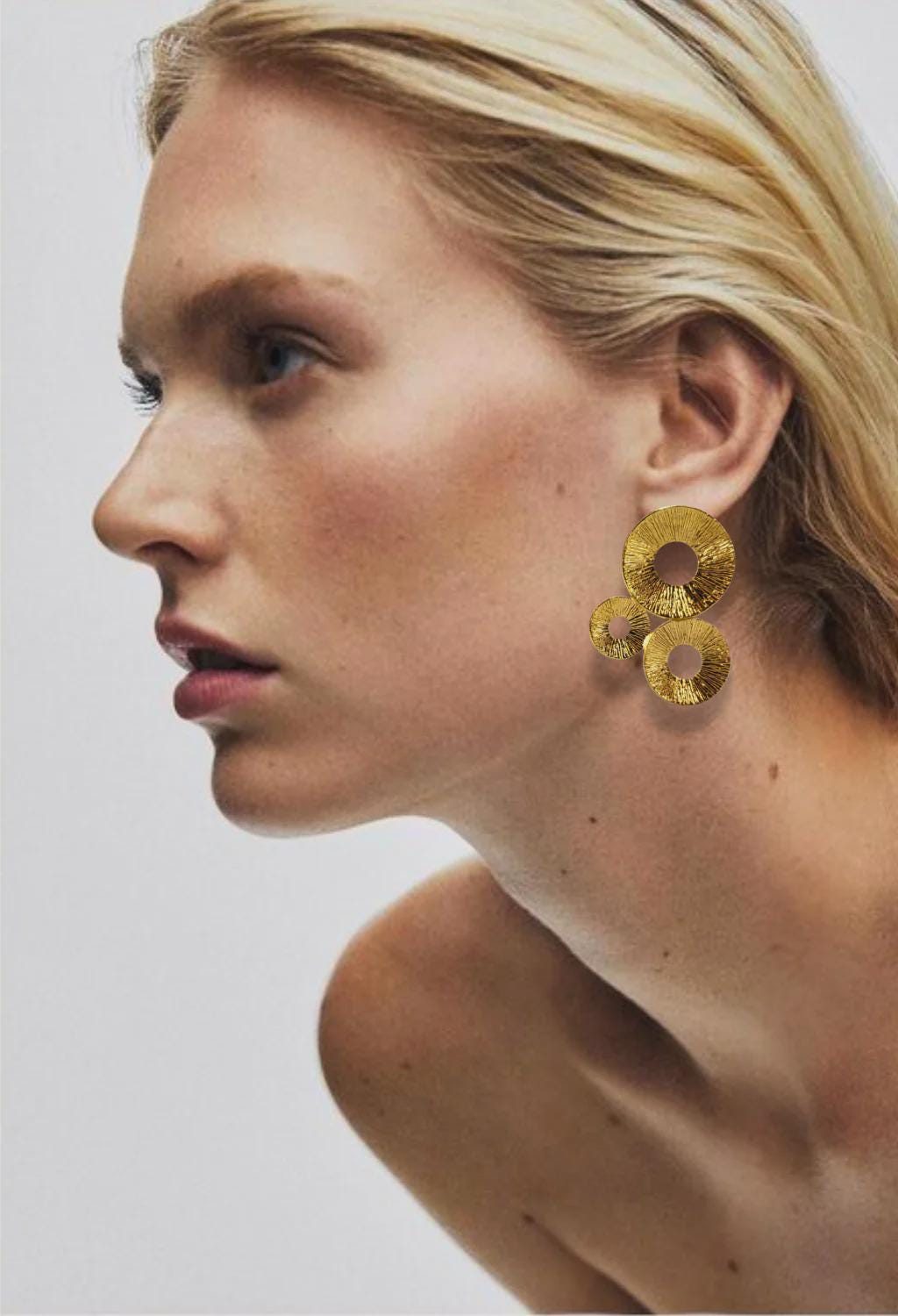 Abstract Multi-Circle Gold Earrings
