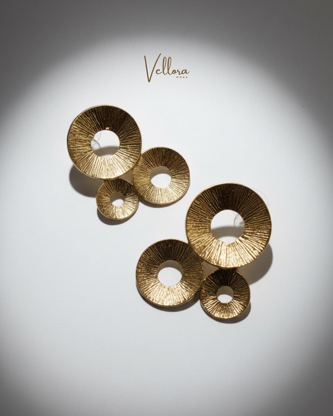 Abstract Multi-Circle Gold Earrings