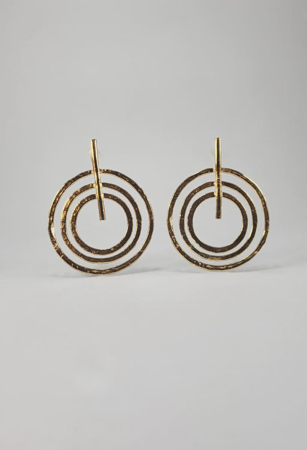 Gold Spiral Circle Earrings