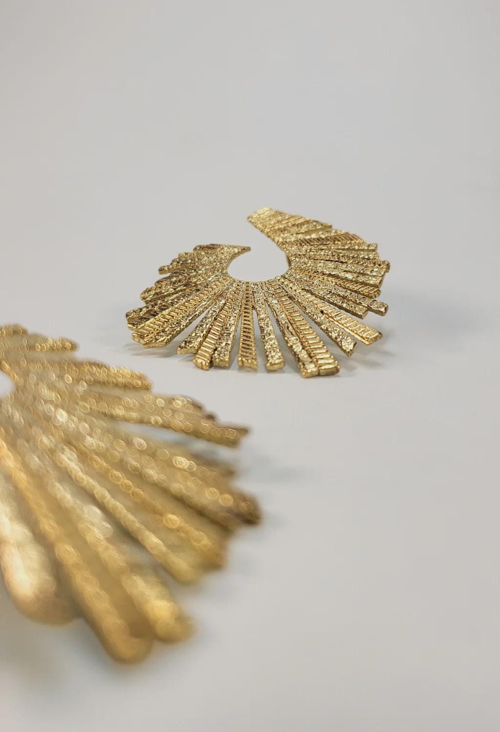 Gold Sunburst Fan Earrings