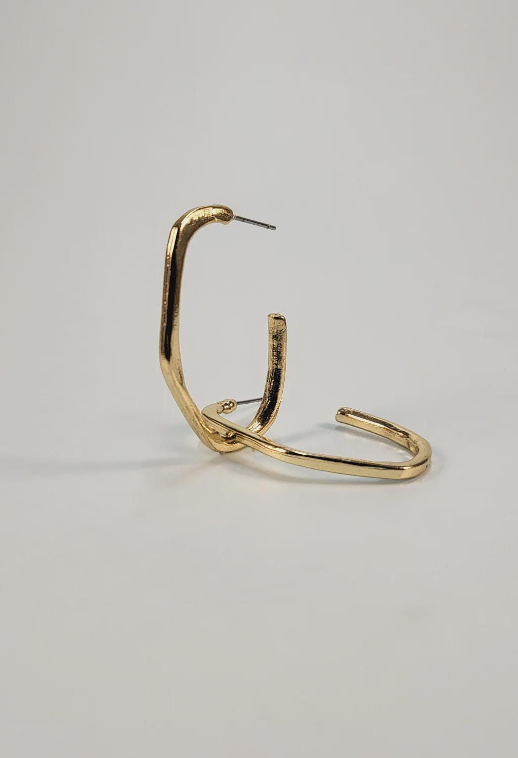 Curved C Gold Earrings