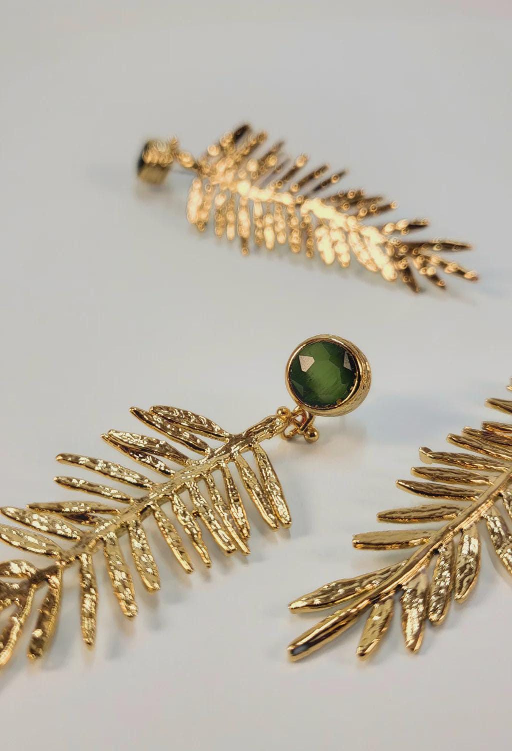 Gold Wheat Spike Dangle Earrings