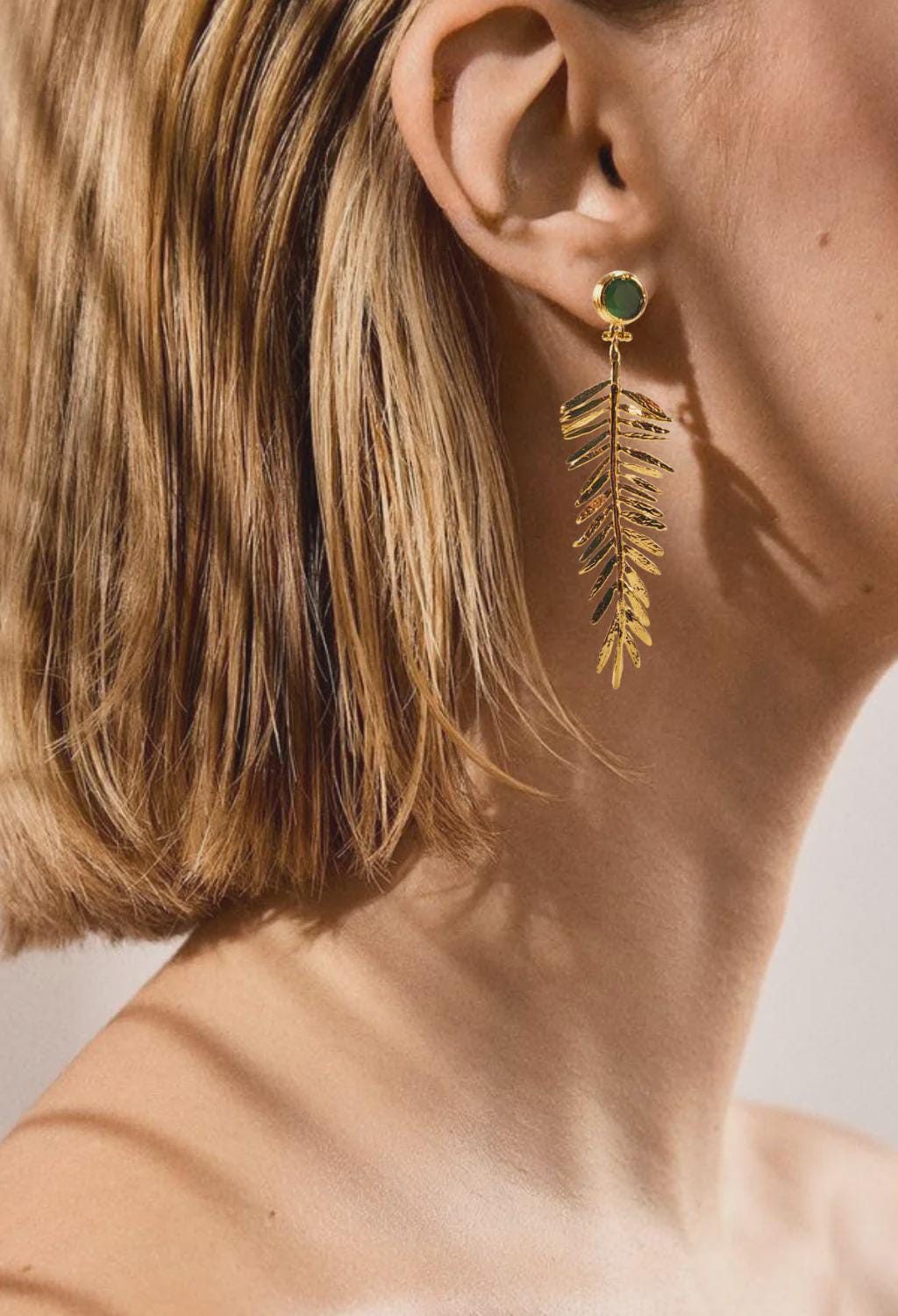Gold Wheat Spike Dangle Earrings