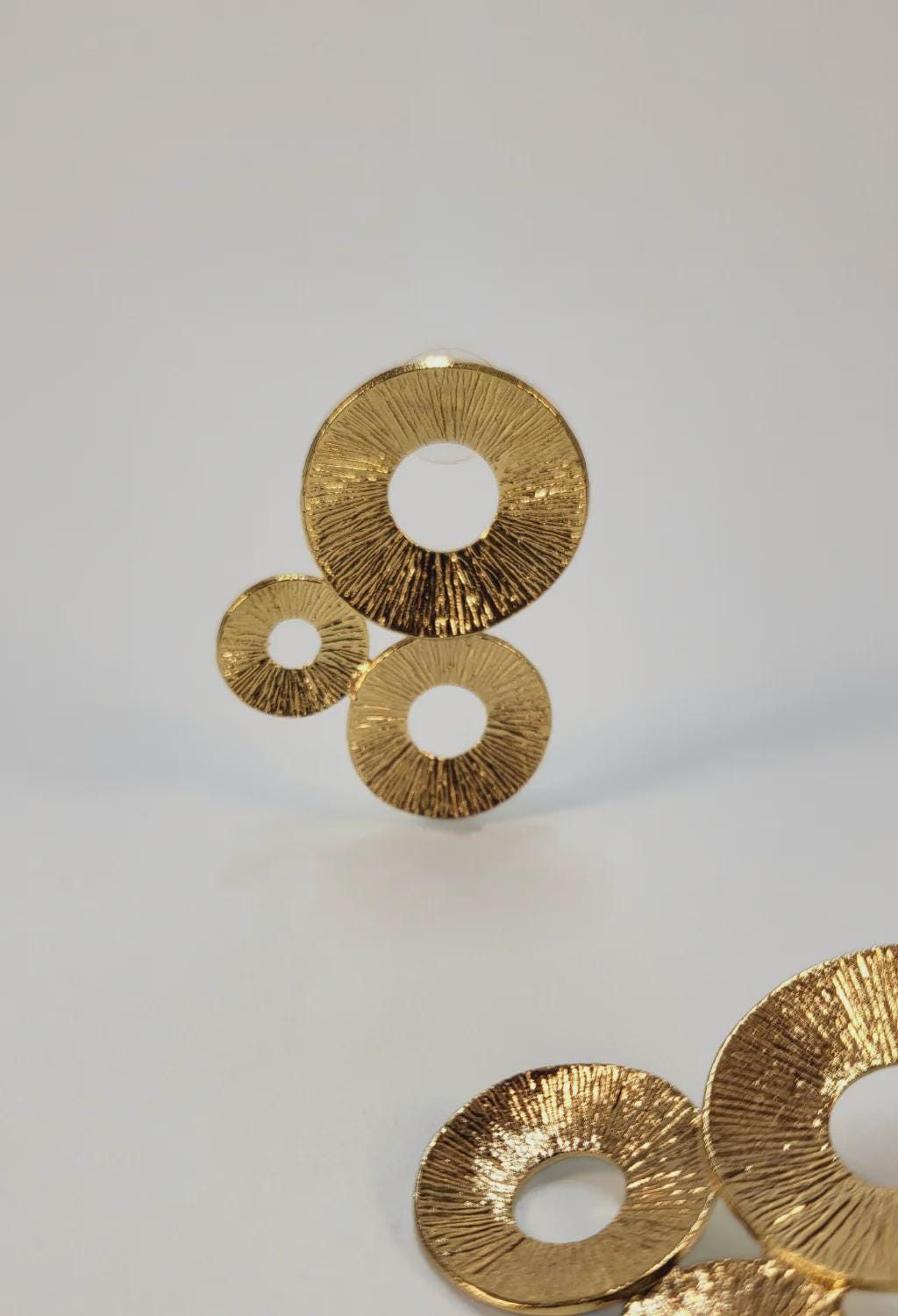 Abstract Multi-Circle Gold Earrings