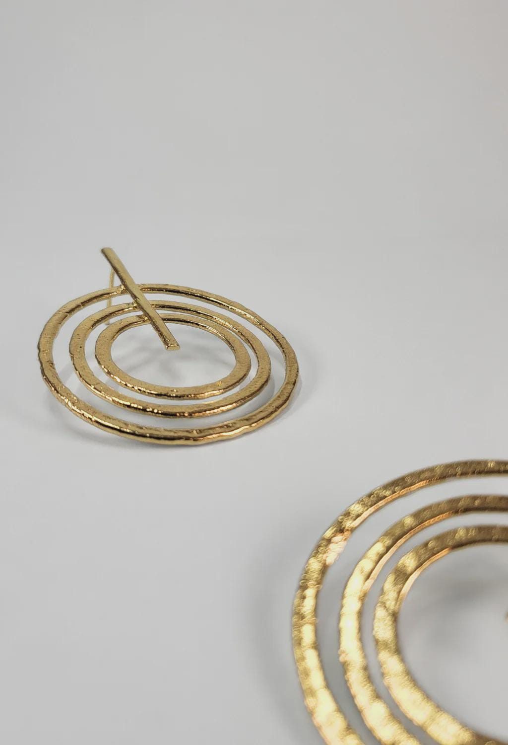 Gold Spiral Circle Earrings
