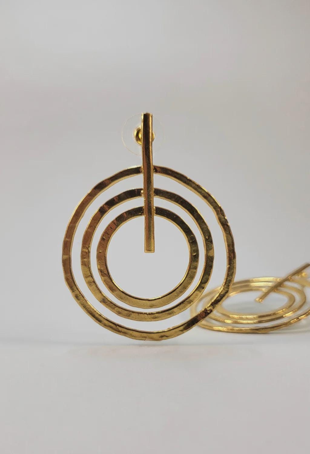 Gold Spiral Circle Earrings