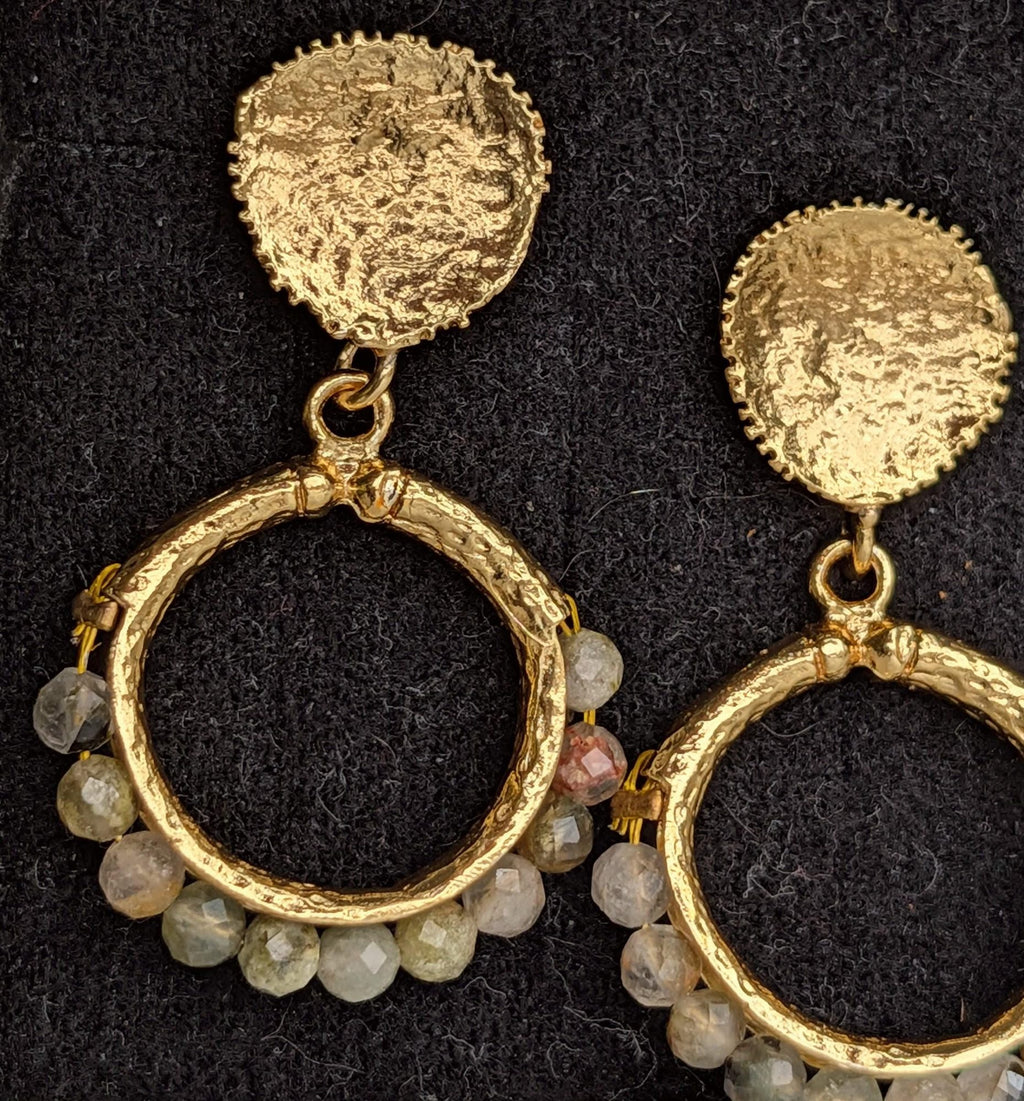 Beaded Natural Stone Drop Earrings