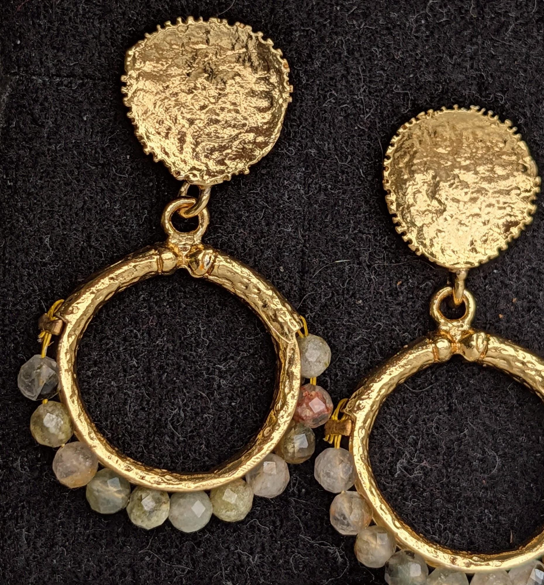 Beaded Natural Stone Drop Earrings