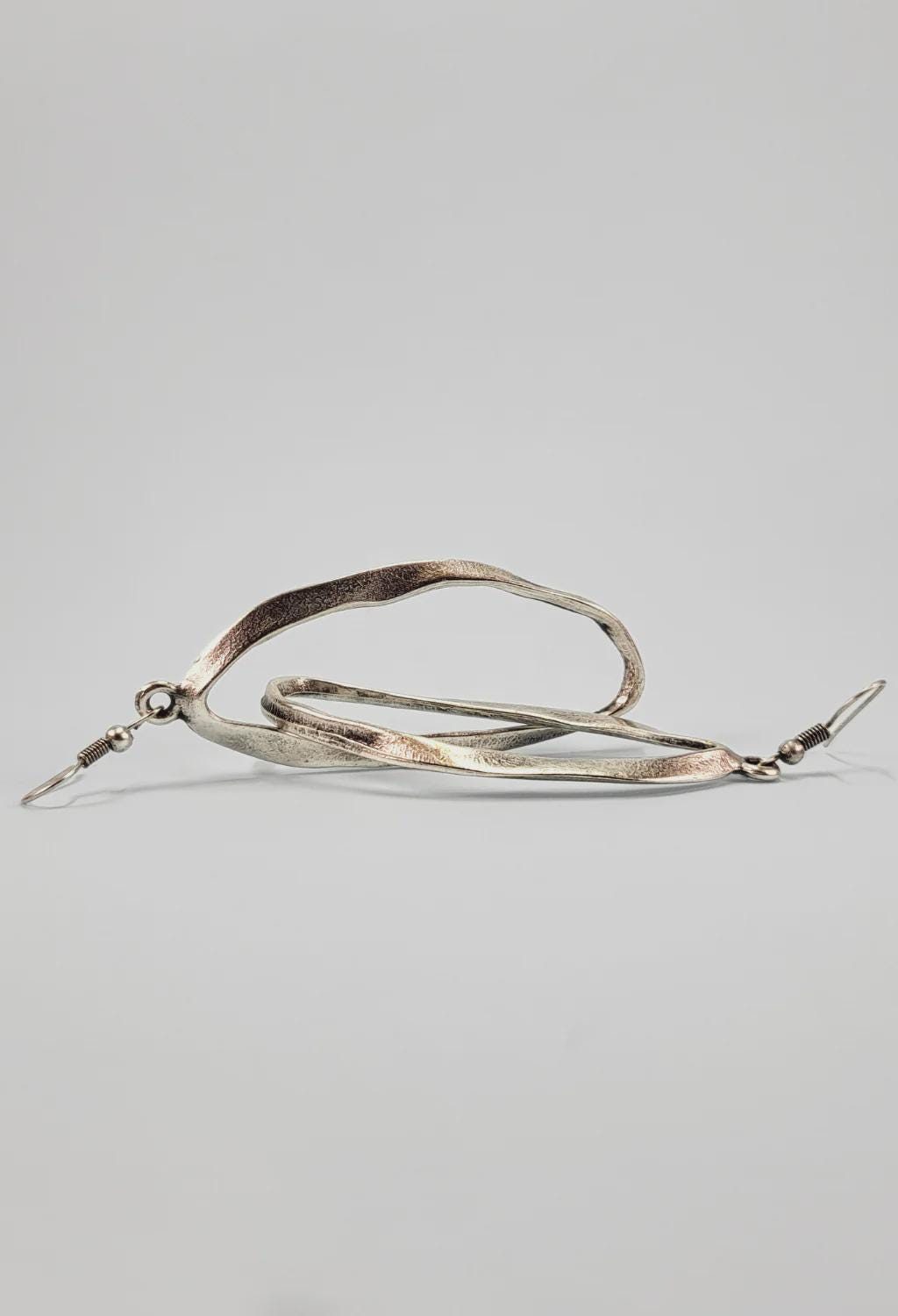 Abstract Silver Hoop Earrings
