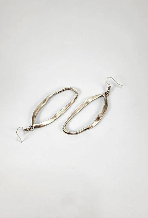 Abstract Silver Hoop Earrings