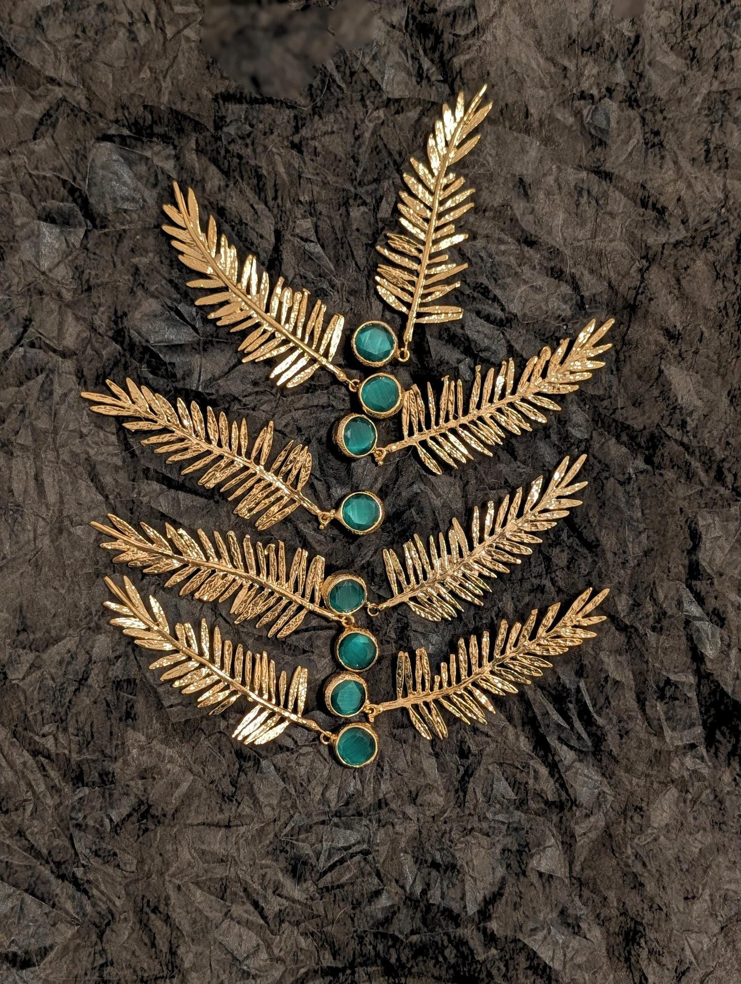 Gold Wheat Spike Dangle Earrings