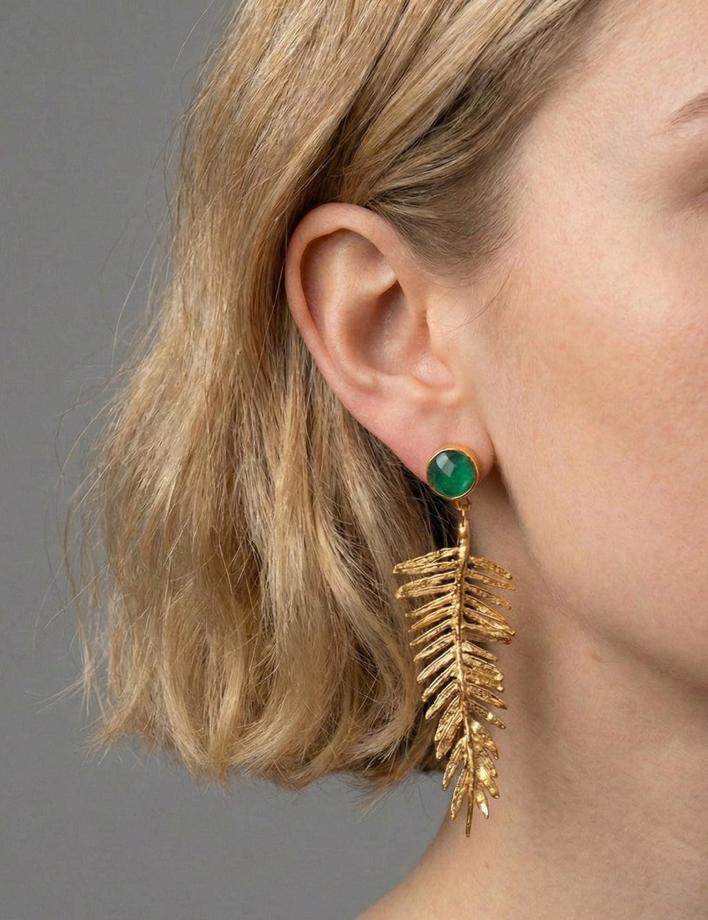 Gold Wheat Spike Dangle Earrings