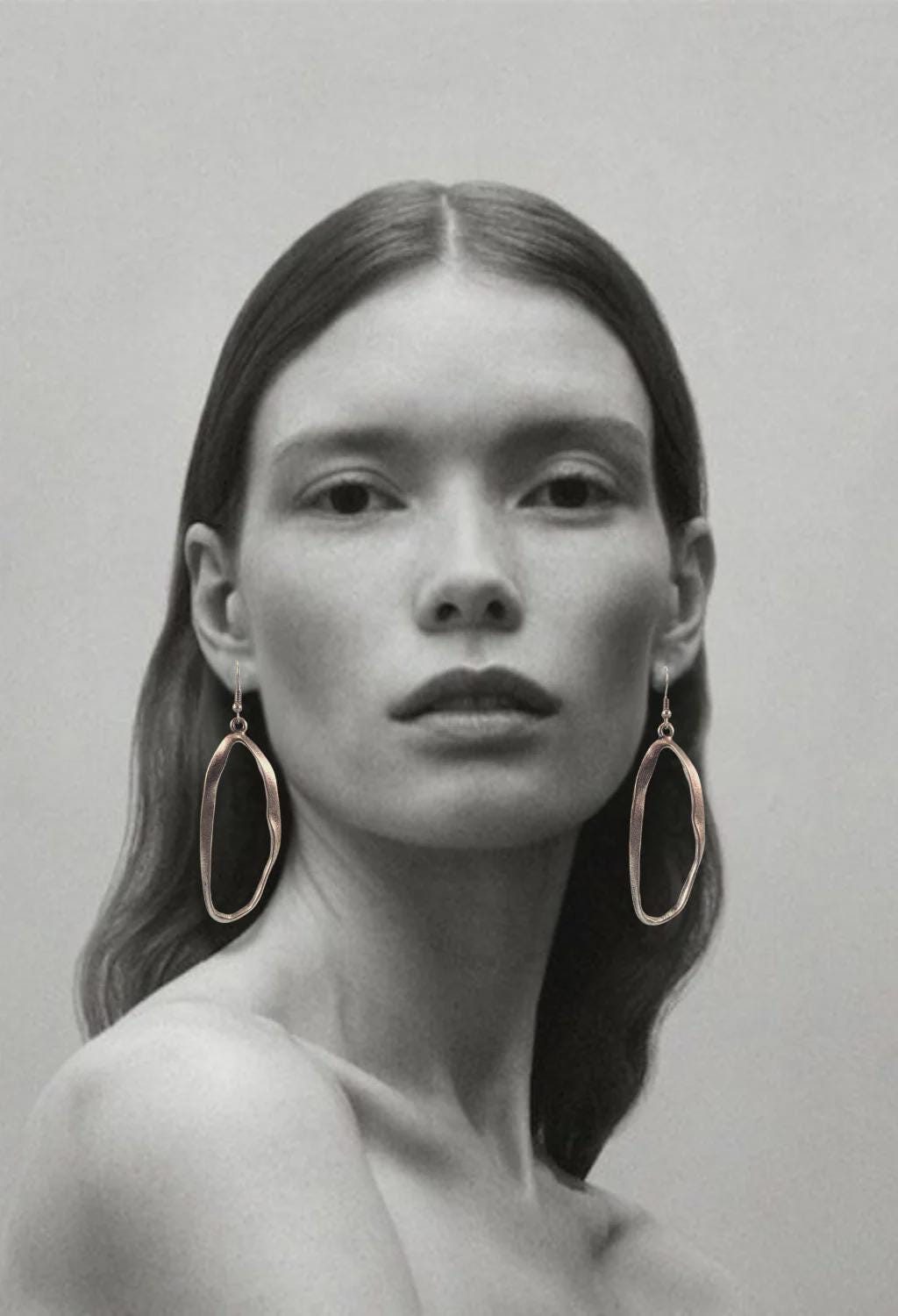 Abstract Silver Hoop Earrings