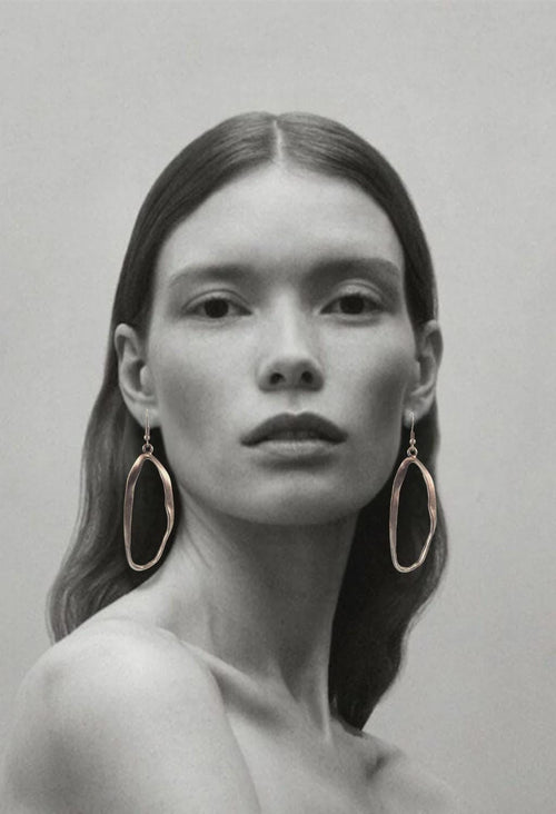 Abstract Silver Hoop Earrings