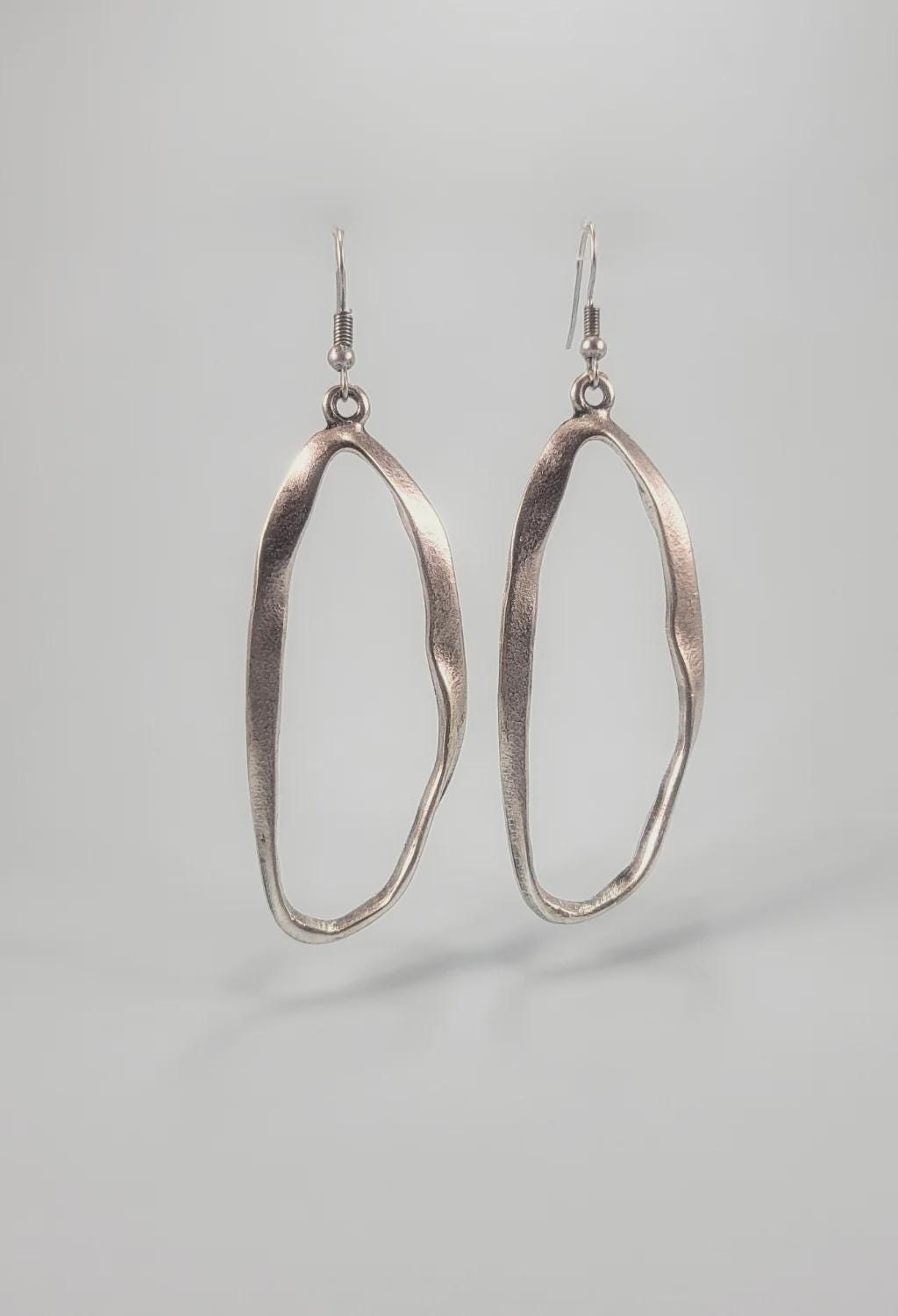 Abstract Silver Hoop Earrings