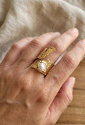 Textured Pearl Cuff Ring