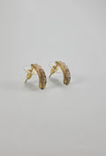 Rose Quartz Curved Stud Earrings