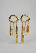 Organic Gold Pearl Dangle Earrings