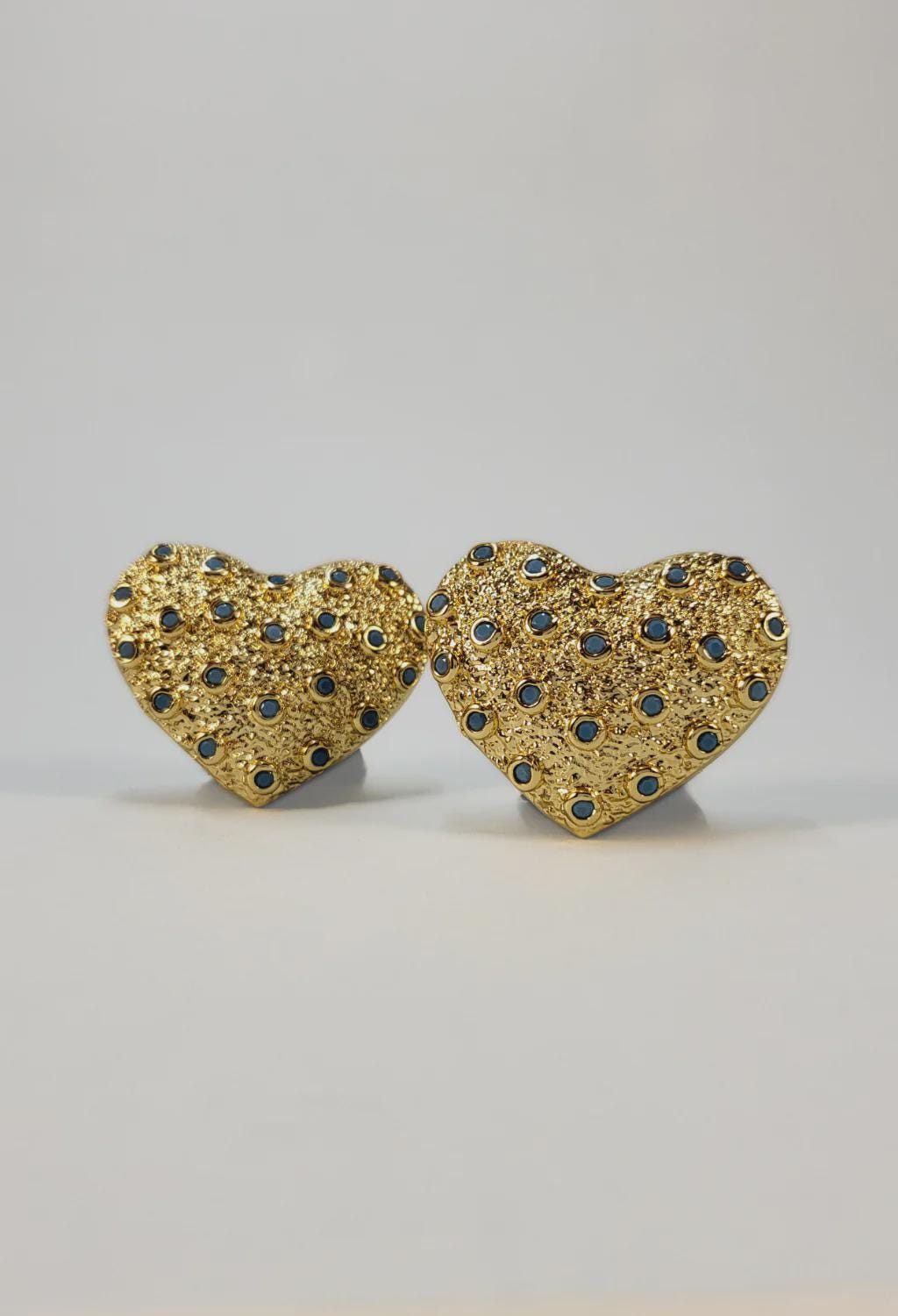 Puffed Heart Gold Stud Earrings