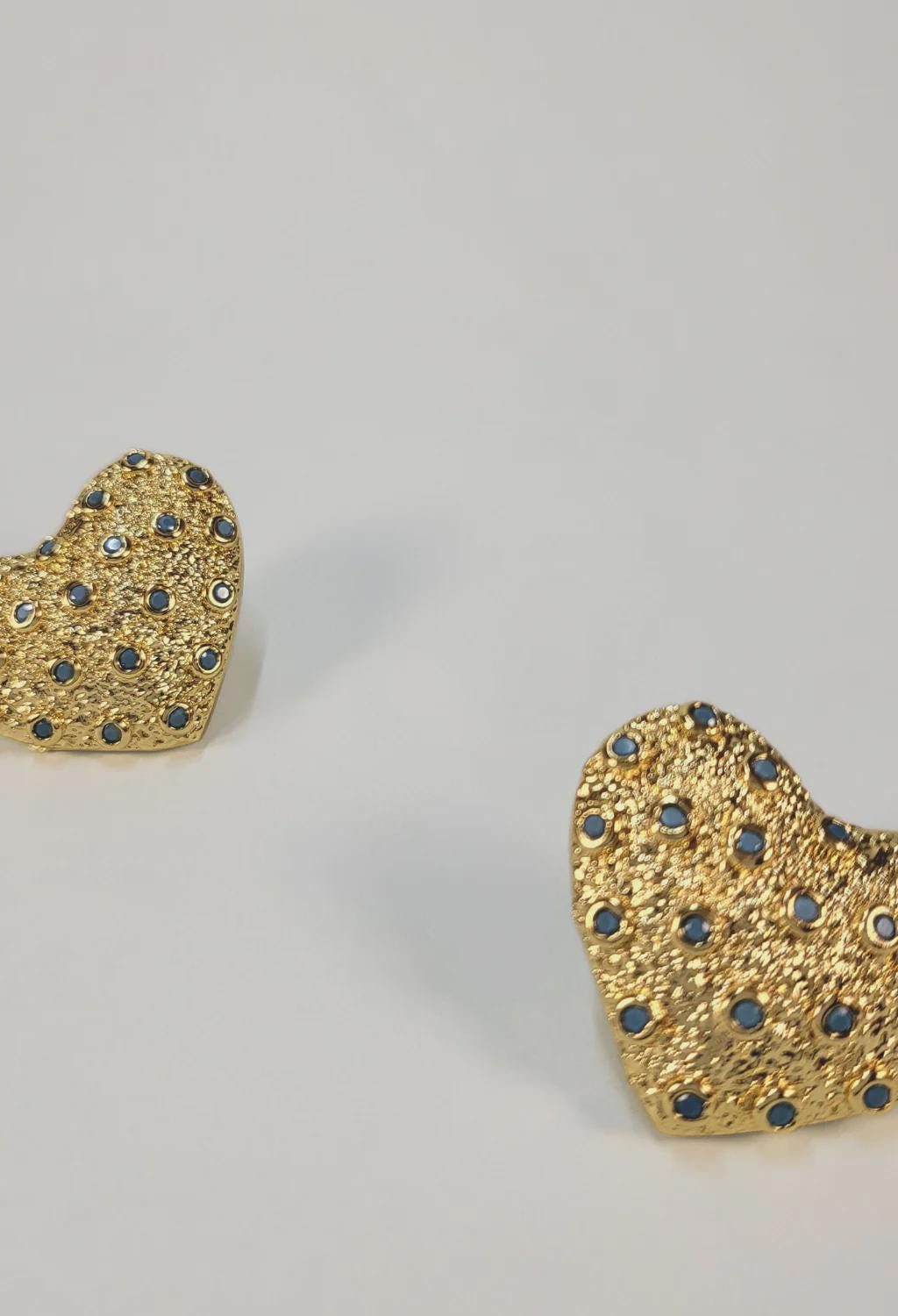 Puffed Heart Gold Stud Earrings