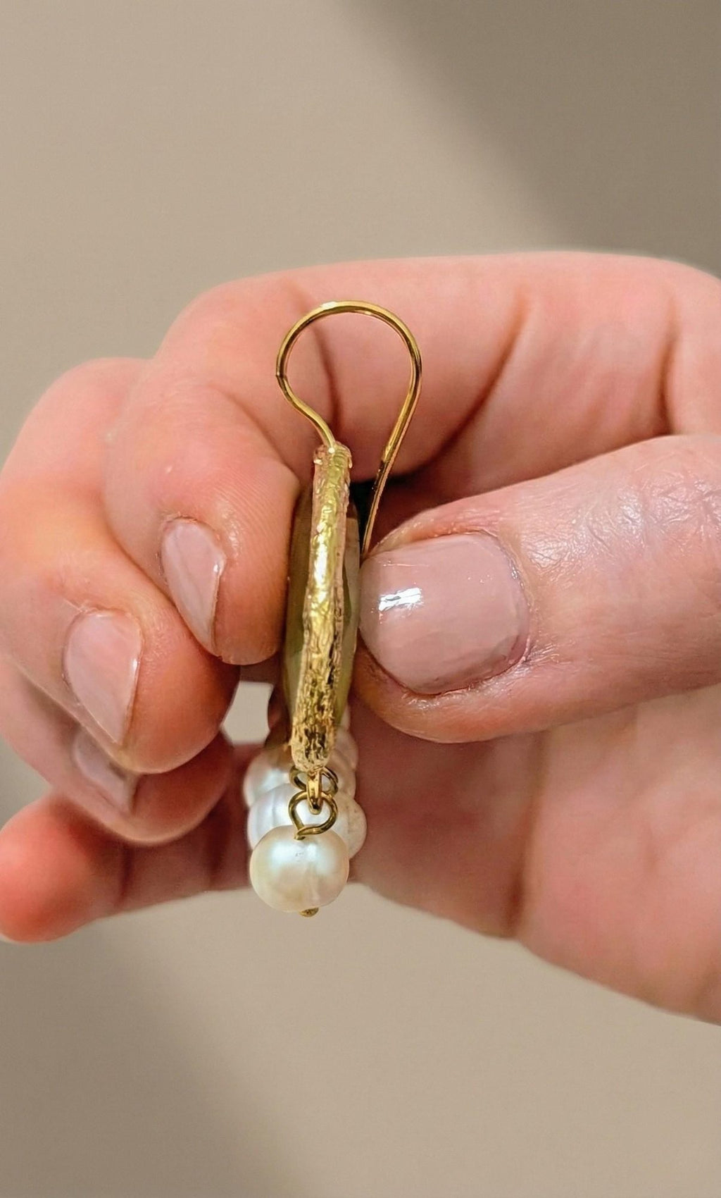 Pearl & Green Gemstone Drop Earrings