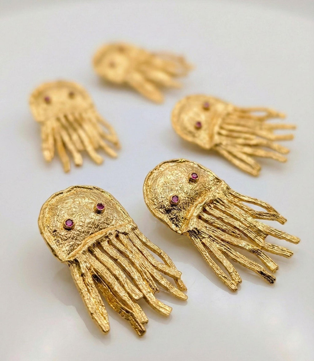 Gold Jellyfish Drop Earrings