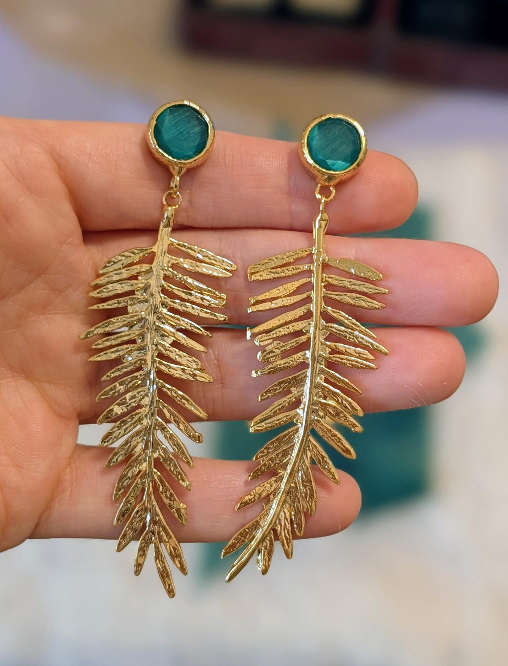 Gold Wheat Spike Dangle Earrings