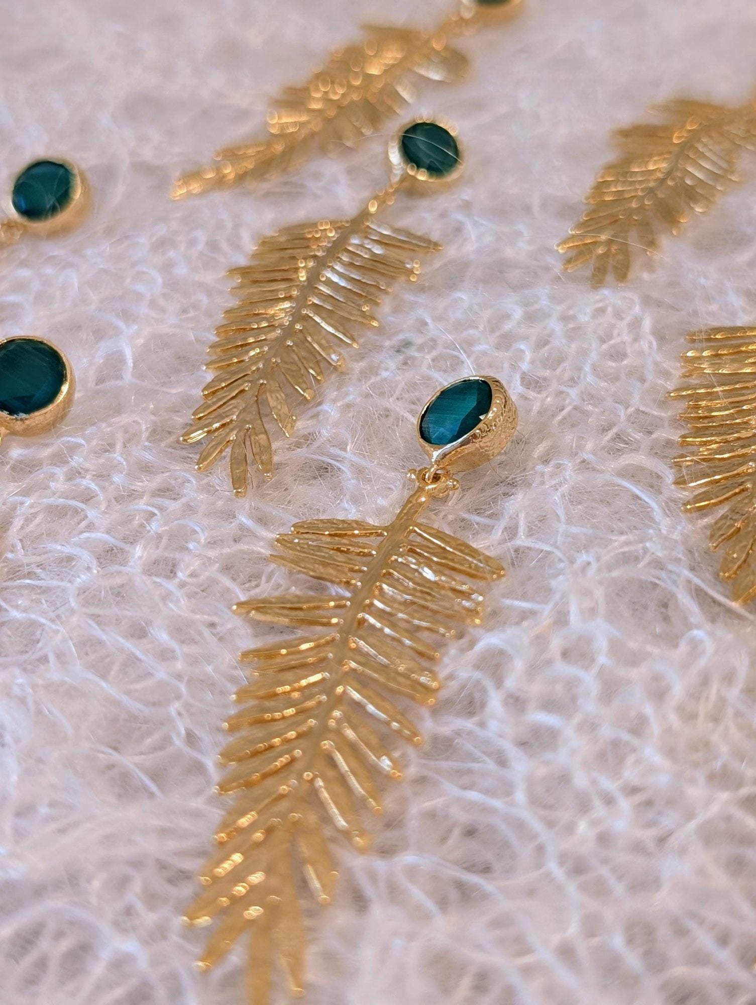 Gold Wheat Spike Dangle Earrings