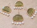 Pearl & Green Gemstone Drop Earrings