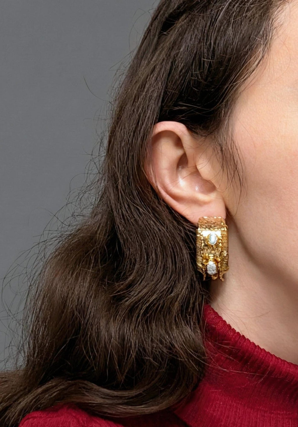 Pearl Detail Gold Hoop Earrings