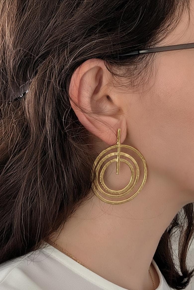Gold Spiral Circle Earrings