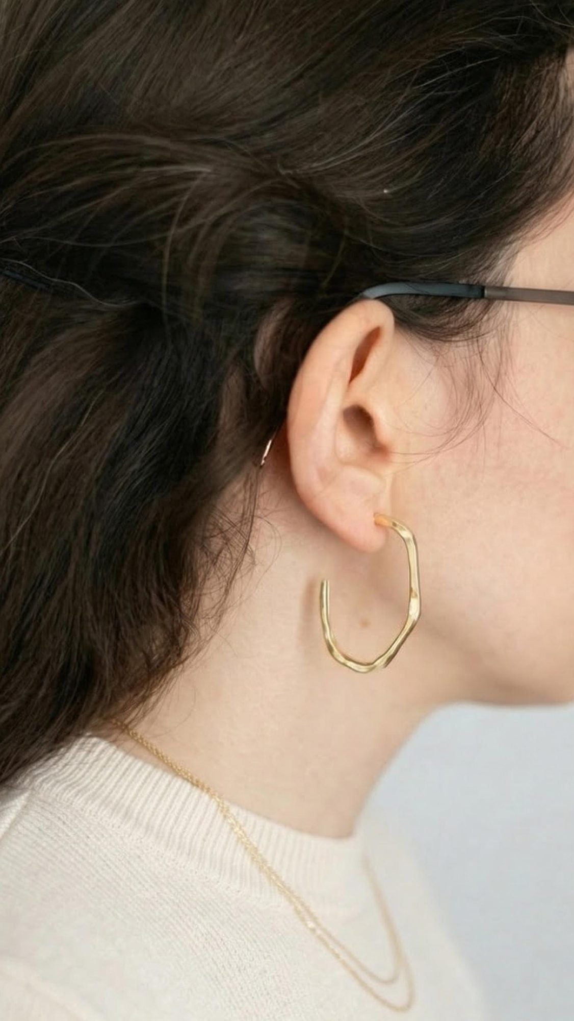 Curved C Gold Earrings