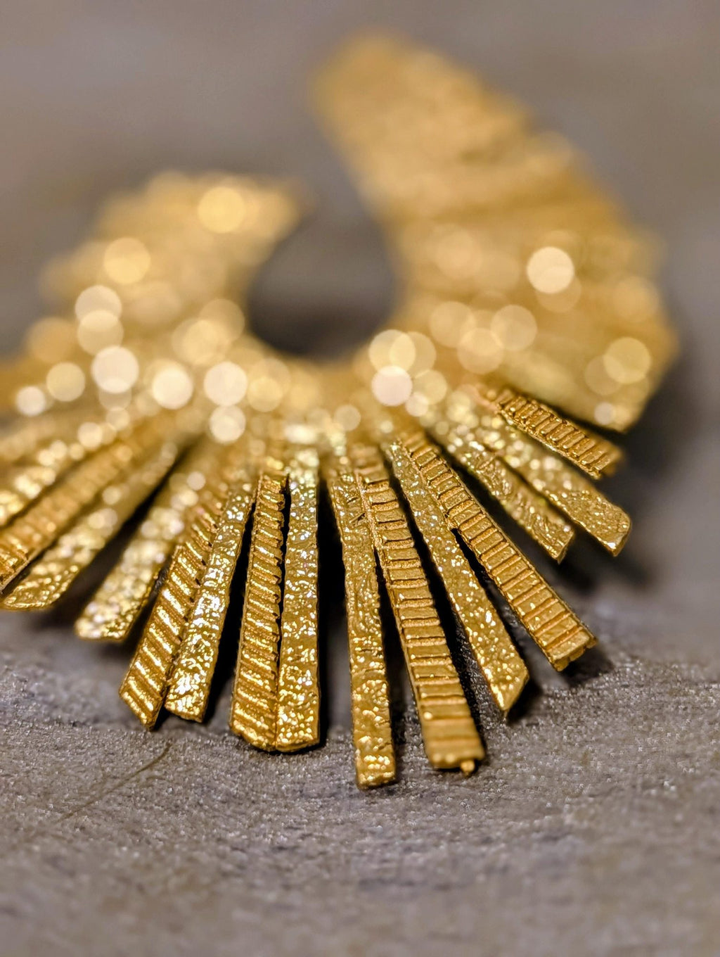Gold Sunburst Fan Earrings