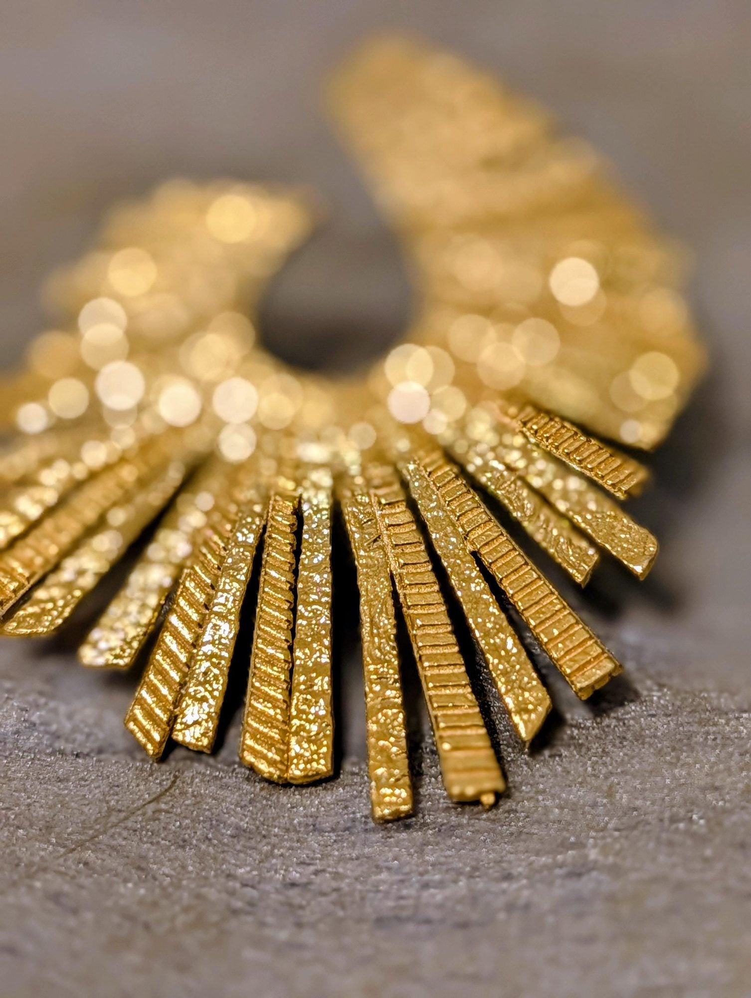 Gold Sunburst Fan Earrings