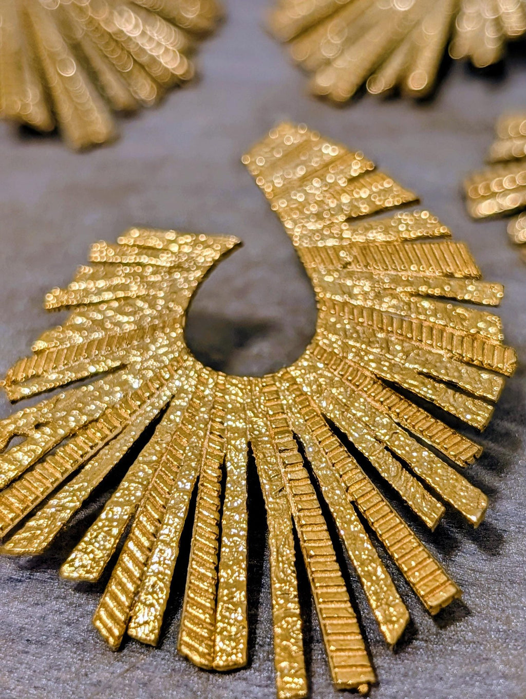 Gold Sunburst Fan Earrings